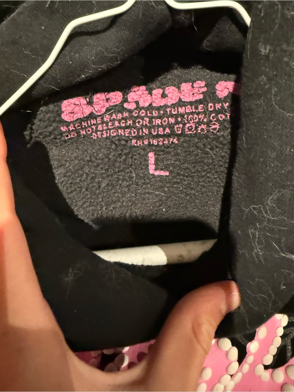 Supreme Black Hoodie with Pink Inner Neck Logo